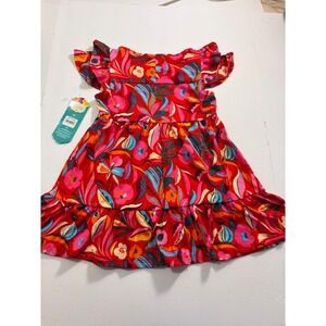 The Pioneer Woman Girls 3T Ruffle Sleeve Tiered Dress Red Floral Print